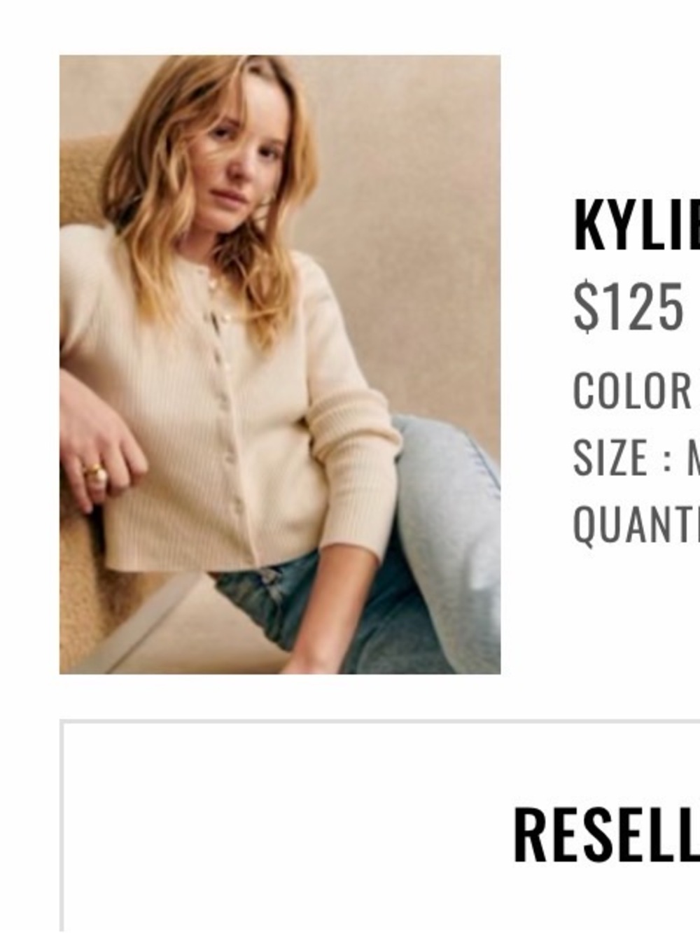 Sézane Kylie cardigan - m- Cream Ribbed Button-Front Cardigan